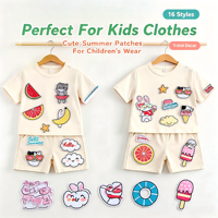 Lot de 16 écussons thermocollants d'été pour vêtements d'enfants, chapeaux, sacs, chaussettes, pour cadeaux DIY, activités commerciales, décoration personnalisée