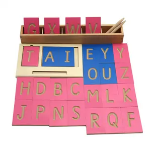 Bambini bambini lettera numero di tracciamento della scheda pratica di scrittura parola ortografica giocattolo in legno con scatola di immagazzinaggio