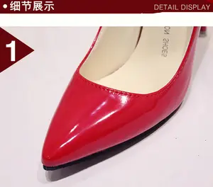 Pdep sapatos femininos de salto alto, calçado feminino formal de escritório, grande, de couro patenteado, vermelho