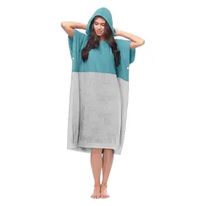 Patchwork Style Moda Strap Sem Mangas Super Absorvente Microfibra Beach Robe Wetsuit Mudando Robe Surfing Poncho Toalha Adulto