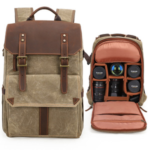 Large Capacity Slr Digital Photography <b>Backpack</b> Canvas Design Zipper Waterproof Nylon Polyester Outdoor <b>Camera</b> Bag - Product Image 1