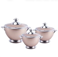 Conteneur thermique intérieur en acier inoxydable 1,2L 1,8L 3,2L avec couvercle verrouillable et base sur pied, boîte de conservation alimentaire isotherme brillante pour la restauration