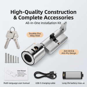 Serrure de <span class=keywords><strong>porte</strong></span> intelligente <span class=keywords><strong>sans</strong></span> perçage à empreinte digitale, avec accès à distance via application Bluetooth, pour appartement locatif, bureau et sécurité domestique - Product Image 5