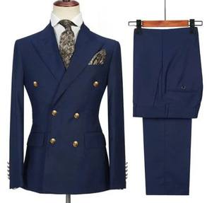 Nouveaux costumes décontractés pour hommes, couleur unie, mode, formel, affaires, mariage, <span class=keywords><strong>smoking</strong></span> de marié, <span class=keywords><strong>veste</strong></span> à revers en pointe, double boutonnage, pantalon - Product Image 3