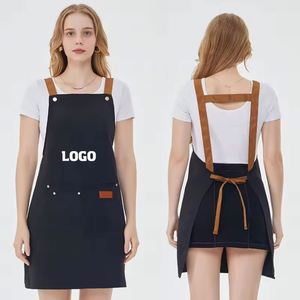 Tablier de cuisine en toile de coton réglable pour chef, barista, barbecue, jardin, entreprise, personnalisable avec logo brodé – Vente en gros - Product Image 1