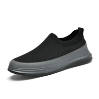 Mocassins pour hommes chaussures basses sans lacet tissu extensible Air Mesh marche chaussures de course baskets semelle épaisse poids léger été