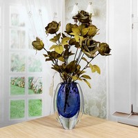 Vase unique en verre soufflé artisanal MJ, décor de maison, couleur verte, en verre Liuli Murano émaillé, dôme floral artistique pour table