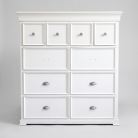 Armoire haute à 10 tiroirs en Radiata/MDF, design européen - Meuble de rangement autoportant à 10 étagères, durable et moderne pour vêtements