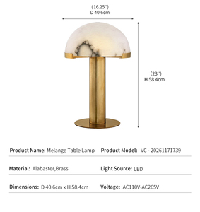 LED Table Lamp Brass Alabaster Luxury Italian Minimalist Bedside Living Room <b>Desk</b> Hotel Project Mushroom Dome Vintage Stone - Product Image 4