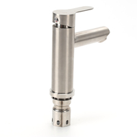 Robinet de lavabo de salle de bain moderne en acier inoxydable 304 gris bronze, monocommande, à une seule trouée, finition brossée, en céramique