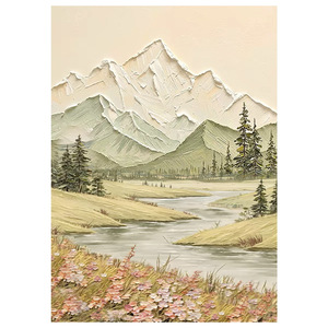 Hand <b>Painted</b> Textured <b>Oil</b> Painting <b>Landscape</b> Mountain River Scene Impressionism Style For Entryway Hallway Living Room Wall Art - Product Image 5