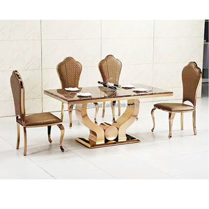 Marble Top Centre <strong>Table</strong> Living Room Furniture <strong>square</strong> <strong>Dining</strong> Stainless Steel <strong>Table</strong> with 6 Chairs - Product Image 6