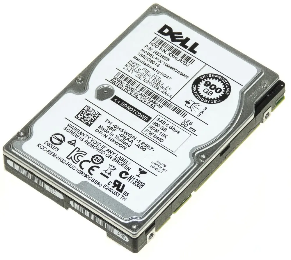 Prezzo all'ingrosso HDD P/N H5WGN Server Hard Disk 900GB SAS 10K 2.5 "6G disco rigido con vassoio per Dell PowerEdge