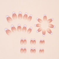 Faux ongles à presser effet dégradé, style French, courts, forme amande, 30 pièces, pour doigts, à coller, pour nail art