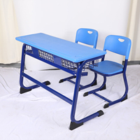Ensemble bureau et chaise double ergonomique en PE creux, moderne et durable, pour l'école et l'appartement – Mobilier de classe écologique
