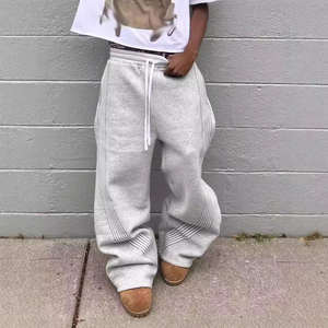 Özel Y2k rahat koşu pantolonları geniş bacak fişekleri Baggy <span class=keywords><strong>Sweatpants</strong></span> şerit bant yan örme nakış pamuk ter eşofman altları - Product Image 1