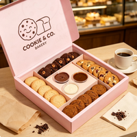 Boîte à biscuits personnalisée avec logo, avec compartiment pour sauce et séparateurs, emballage alimentaire en carton de qualité alimentaire pour biscuits et gâteaux