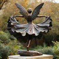 Statue d'ange dansant ailé en bronze, pose de ballet personnalisée, modèle en métal moulé moderne, souvenir publicitaire, anniversaire, artiste
