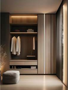 Armoire de chambre à coucher en bois massif pliable, style simplicité italienne, design personnalisé professionnel, couleur foncée - Product Image 4