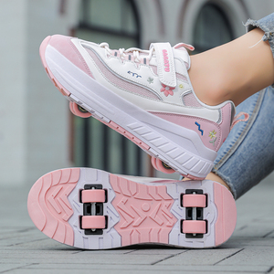 Chaussures de marche respirantes OEM à quatre roues avec maille et cuir en stock pour sports de plein air, rollers unisexes pour adultes - Product Image 1