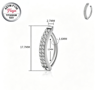 14G F136 Titanlegierung Piercing mit Zirkonia, zierlicher Reverse-Click-Bauchnabelpiercing, G23 Zirkon-Inlay, Schnapp-Nabelring ohne Schraube
