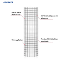 Cinta de Vinilo Transparente Kenteer para Transferencia, Rollo de Adhesivo de Fijación Media con Rejilla de Alineación, Compatible con Calcomanías, Letreros, Ventanas y Pegatinas