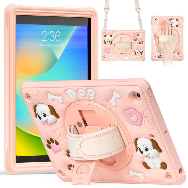Lovely Dog Silicone TPU Tablet Covers & Cases for iPad 10.2 , 360 Degree Rotation Protective Cover for Apple iPad 2020