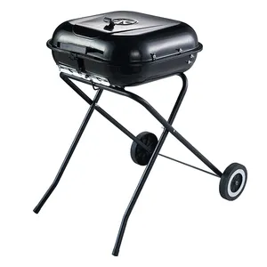 Hot Selling Trolley BBQ Grill Outdoor Charcoal BBQ Table Movable Barbecue Grill with air vent