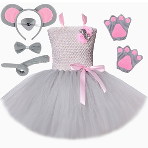 Costume <span class=keywords><strong>da</strong></span> Topolino Grigio con Tutu per Bambine, Set per Feste, Abito in Tulle con Fascia per Capelli e Accessori DP071 - Product Image 1