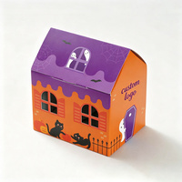 Vente en gros de fournitures de décoration pour fête d'Halloween, boîte en papier en forme de maison, boîte d'emballage cadeau personnalisée pour bonbons