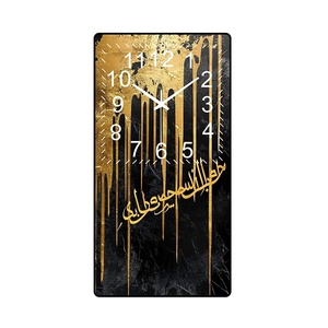 لوحات فنية جدارية JZ بتصميم ساعة ديكور عصري، ملصق بطباعة فوق بنفسجية، أعمال فنية إسلامية، لوحات تجريدية من البورسلين الكريستالي على الحائط - Product Image 1