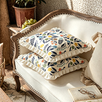 Housse de coussin 100% coton à volants, imprimé floral rétro coloré, style bohème, pour canapé, chambre, décoration intérieure