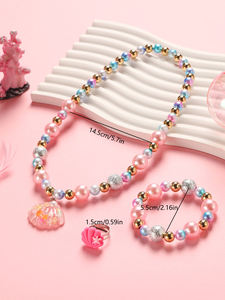 <span class=keywords><strong>Bracelet</strong></span> collier pour petites filles, colliers de perles pour collier et <span class=keywords><strong>bracelet</strong></span> pour tout-petits, cadeaux de bijoux pour filles de <span class=keywords><strong>3</strong></span> <span class=keywords><strong>ans</strong></span> et plus - Product Image 3