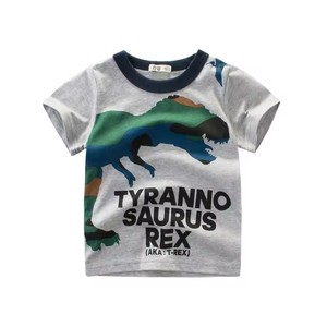 T-shirt d'été 2026 pour garçons, en coton imprimé à col rond, motif animaux de dessin animé, à manches courtes - Product Image 4