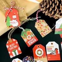 Vrolijk Kerstfeest Tags Etiketten Cadeaupapier Opknoping Tags Kerstman Papieren Kaarten