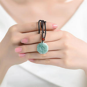 หยกธรรมชาติสีน้ำเงินหยกเจ็ดสี จี้หยกแปดตัวอักษร สำหรับผู้หญิง เครื่องประดับแบบจีน ของขวัญพร้อมใบรับรอง HJ79 - Product Image 3