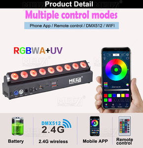 Populaire intérieur 9 pièces 18W 6-en-1 RGBAW + UV LED batterie sans fil PAR lumière pour les lumières de fête de mariage - Product Image 1