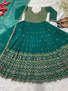 Vestido de trabajo de secuencia de bordado pesado completo y parte inferior completamente cosida Dupatta de calidad premium - Product Image 5