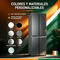 Réfrigérateur intelligent à quatre portes 350L (12,53 pi³) avec logo personnalisé, sans givre, R600a, contrôle électronique et Wi-Fi
