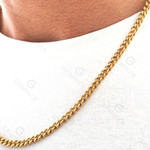 Gemnel en acier inoxydable 316l lien cubain <span class=keywords><strong>gourmette</strong></span> 4mm chaîne en or collier hommes bijoux de haute qualité - Product Image 3