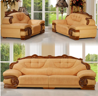 Canapé d'angle en cuir véritable sculpté en bois européen de haute qualité, modèle Beno 855, confortable pour salon et hôtel