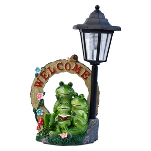 Solar Powered rana statua della famiglia ha condotto la luce decorazione del giardino all'ingrosso all'aperto animale scultura per stagno & prato arredamento - Product Image 1