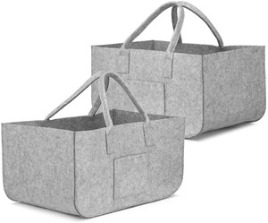 Casa porta legna da ardere borsa Tote grande capacità camino accessori per stufa a legna con manico in feltro pieghevole porta legna da ardere borsa - Product Image 1