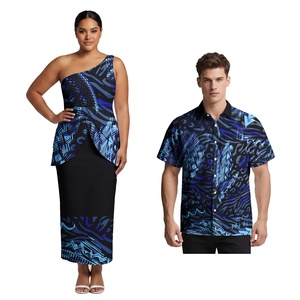 Camisas Hawaianas <span class=keywords><strong>de</strong></span> Playa para Hombre, Elegantes Blusas sin Mangas Samoan Puletasi con Diseño Tribal Polinesio para Parejas, Conjuntos Combinados - Product Image 1