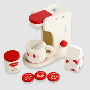 Children's Simulation Kitchen Play House Wooden Bread Machine Coffee Machine Mixer Combination Boy Girl Small Appliances Toys