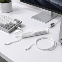 Kabel Keyboard Konektor Penerbangan DIY, Kabel Data USB Tipe-C Berlilit, Kabel Komputer Gaming Berjalin