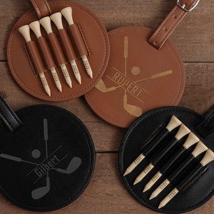 Luxury <b>Golf</b> Bag Tag Gift Hook to <b>Golf</b> Bag Belt Clip Genuine Leather <b>Golf</b> Tee Holder - Product Image 2
