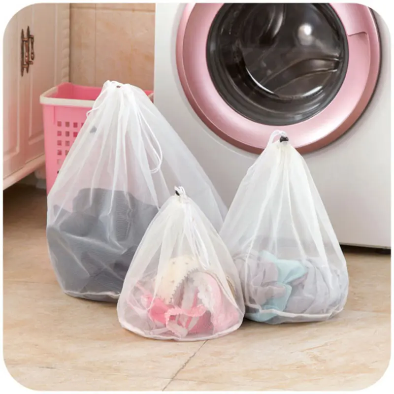 Drawstring Laundry Bag For Bra Underwear Socks Foldable Mesh Laundry Bag Household Clothes Laundry Care Accessories DD22-355