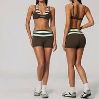 Conjunto de Yoga Halter con Estampado de Puntos para Mujer, Estilo Falso Dos Piezas, Conjuntos de Yoga a Juego, Ropa Deportiva Vintage Balletcore, Conjunto para Gimnasio al por Mayor