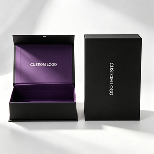 Caja de Regalo Plegable Magnética de Cartón Rígido Negro Mate, Grande, de Lujo, con Logotipo Personalizado Premium - Product Image 1